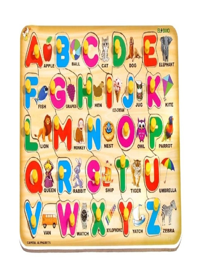 EL SMO Wooden Capital Alphabets Letters Learning Educational Tray, Pre-School Learning Kit, Colorful Learning Letters Alphabets Board for Unisex Kids - Image 1